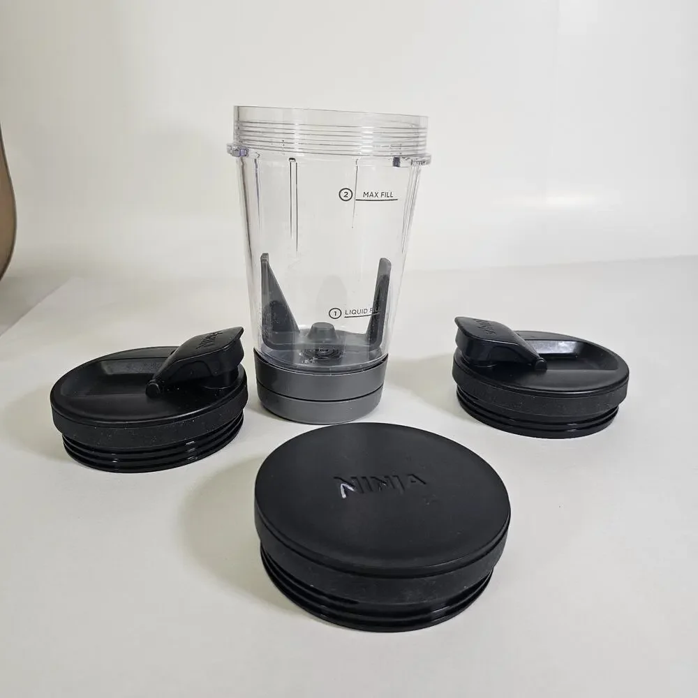 Ninja Foodi 14oz Smoothie Cup & Storage Lid SS351 SS100 SS350 + 2 Sip & Seal Lid